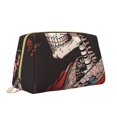 thumbnail image 2 of Naloa Geisha Skeleton With Flowers Leather Makeup Bag for Purse Travel, Portable Small Cosmetic Organizer for Women and Girls, Make up Bag with Zipper, 2 of 8