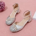 thumbnail image 2 of LUOGENLI Slippers Girls Slippers Size 10-11 Big Kids Girls Closed Toe Pearl Decorated Hook & Loop Glittering Princess Shoes Party Wedding Prom Girls Slippers Size 3.5 Silver 32, 2 of 5