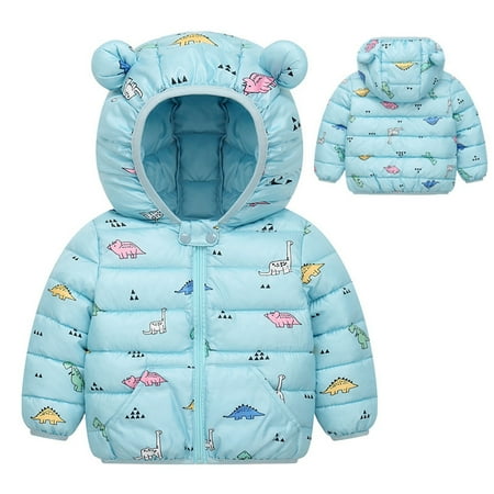 

Hunpta Toddler Kids Baby Boys Girls Winter Warm Jacket Dinosaur Cartoon Coats Bear Ears Hooded Padded Outwear