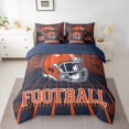 thumbnail image 2 of jejeloiu Ruby Football Sport 7 Pieces Bedding Comforter Set,Orange Black Full Bedding Set For Boys Kids Reversible, 2 of 8