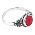 thumbnail image 2 of Daisy Floral Embrace Red Coral Sterling Silver Ring-7, 2 of 4