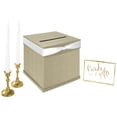 thumbnail image 2 of Koyal Wholesale Glitter Champagne Wedding Card Box with Slot, White Satin Ribbon and Rhinestone Buckle, 10" x 10" Holder, 2 of 5