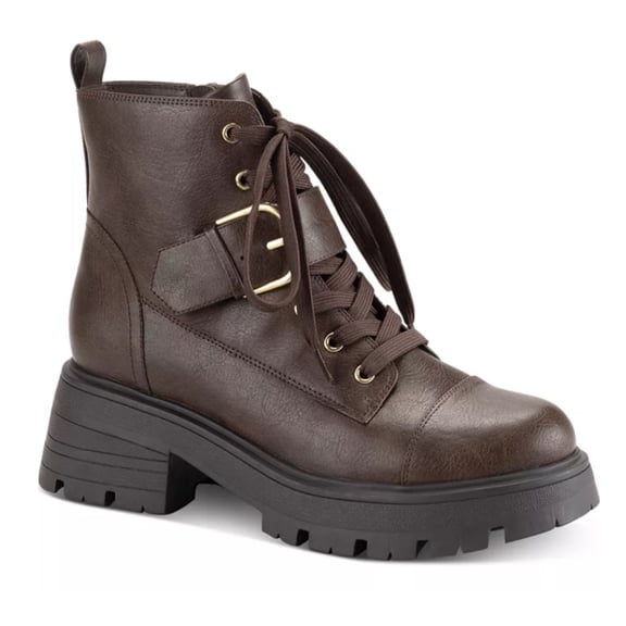 Sun   Stone Women’s Rickyy Combat Booties, Chocolate Brown, Size 5M