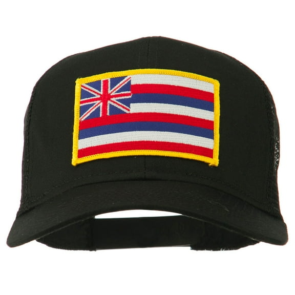 Hawaii State Patched Cotton Twill Mesh Cap - Black OSFM