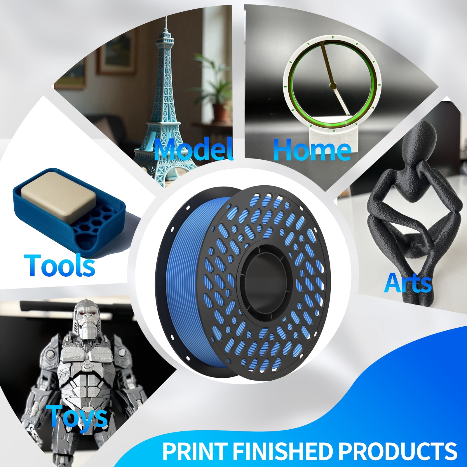 Cailab PLA Silk Gradient 3D Printer Filaments, Multicolor, for FDM 3D Printers, Rainbow No.6