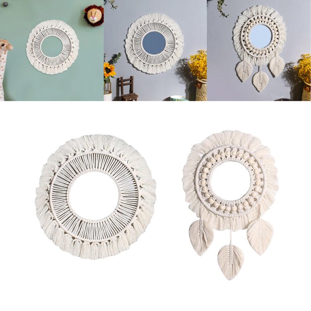 Espejo de Pared de Macramé Que Cuelga Del Pasillo Del Dormitorio de de para hogar+Espejo de Pared de Macramé Qu Macarena Espejo de pared macrame
