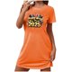 thumbnail image 1 of Camisón corto con estampado informal HAPPY YEAR para mujer, falda de dormir corta grande con cuello redondo y manga corta estampada en el pecho., 1 of 2