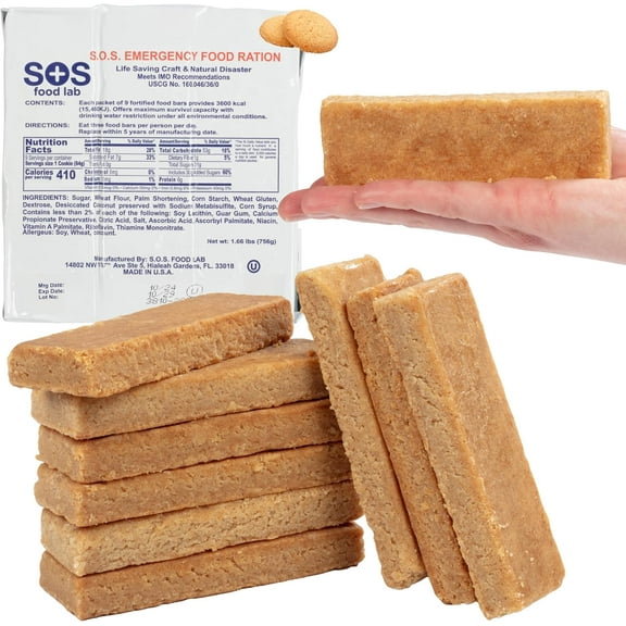 SOS Food Labs Rations Emergency 3600 Calorie Food Bar (3 packs) - 3 Day / 72 Hour Package with 5 Year Shelf Life, Ready to Eat Supply for Camping, Hiking, Disaster Preparedness - 5 Year Shelf Life