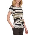 thumbnail image 1 of DKNY Womens Printed Knot-Front Pullover Blouse, Multicoloured, Small, 1 of 1