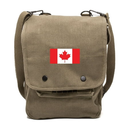 Canadian Flag Canvas Crossbody Travel Map Bag Case in