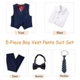 thumbnail image 2 of Navy Blue Suit 4 Pieces for Husky Boys Kids Slim Fit Jacket Pants Set for Wedding Prom Party Size 12, 2 of 7