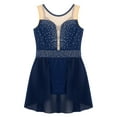 thumbnail image 4 of CHICTRY Kids Girls Shiny Straps Back Lyrical Dance Dress Ballet Leotard Split Skirts Dancewear Navy Blue 12, 4 of 6