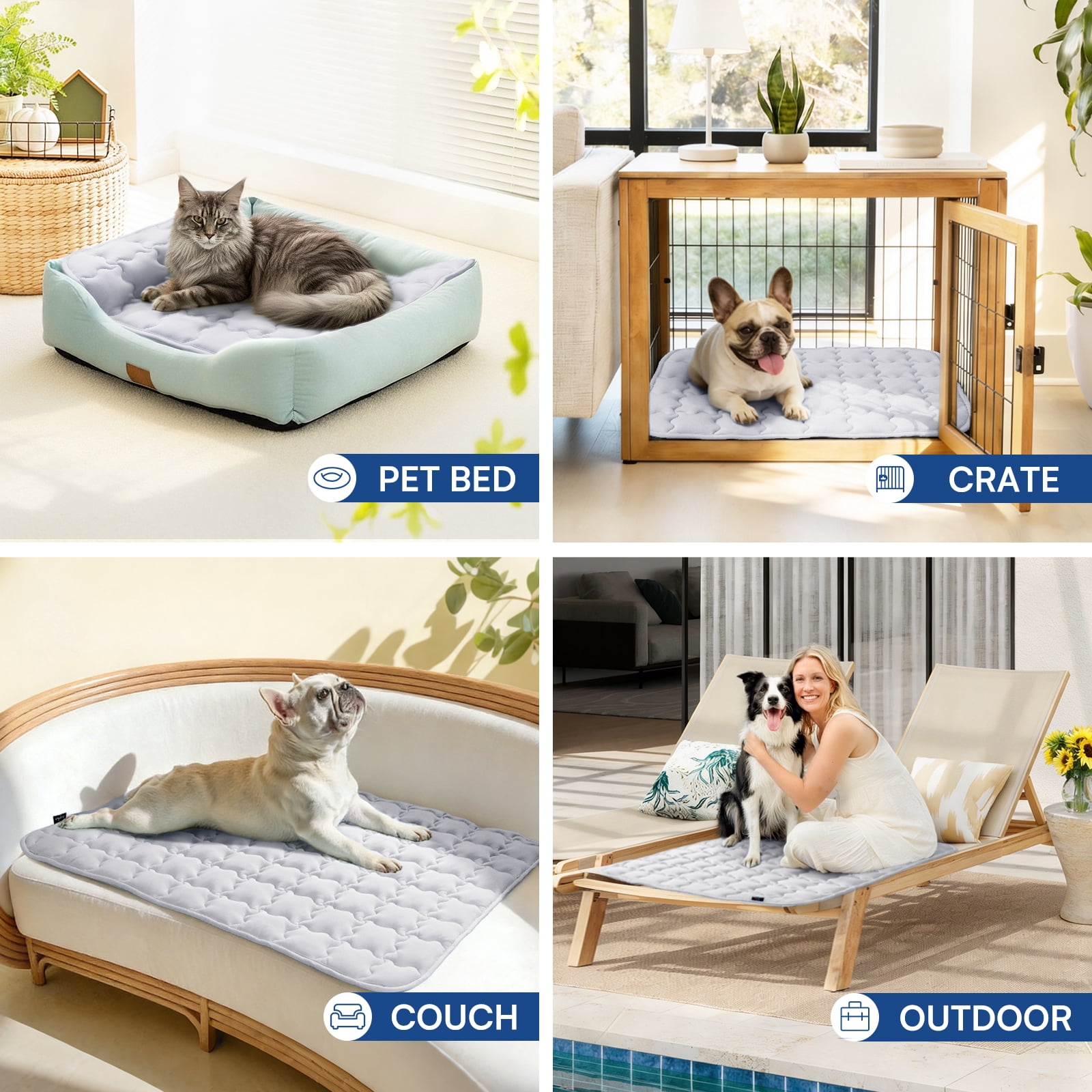 Premium Dog Cooling Mat Non-Slip Q-MAX>0.5 Self-Cooling Pad for Small Pet Cat Indoor Portable Kennel Puppy Bed for Summer Crate Pad for Dog Washable