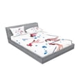 thumbnail image 2 of Ambesonne Ethnic Fitted Sheet & Pillow Sham Set, Traditional Ink Painting, Full, Red and Blue, 2 of 2