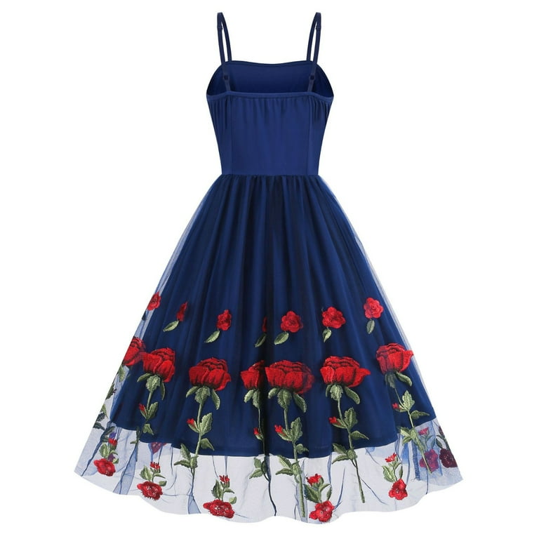 white christmas dresses Light Blue Midi Summer Dress with Strappy Open Back– PromGirl main image 0