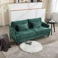thumbnail image 4 of Loveseat Sofa, Chenille Fabric Upholstered 2-Seater Sofa with Rubber Wood Legs and Padded Cushion, Modern Couch for Living Room Bedroom Office, Emerald, 4 of 7