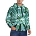 thumbnail image 2 of Picia Teal Cactus Pattern Casual Men's Hoodie - Lightweight Hooded Sweatshirt with Kangaroo Pocket, Comfortable Pullover for Everyday, Travel-Small, 2 of 7