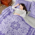 thumbnail image 4 of jejeloiu Soft Boho 7pcs Queen Bedding For Men Women,Paisley Pattern Bedding Comforter Set Queen,Purple White,Light Gray Reversible, 4 of 7