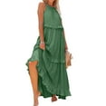 thumbnail image 4 of Womens Summer Sleeveless Dresses Halter Tie Back Ruffled Tiered Maxi Dress Swing Long Dress with Pockets, 4 of 6