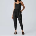 thumbnail image 5 of JULMCOMO Jumpsuits for Women Scoop Neck Cross Back Casual Overalls Sleeveless Elastic Waisted Summer Harem Pants with Pockets Black M, 5 of 7