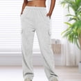 thumbnail image 4 of Pantalones casuales Cintura elástica Ajuste holgado Traje diario de talla grande para mujer Ygjytge Gris claro T XL para Mujer, 4 of 6