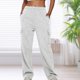 thumbnail image 4 of Pantalones casuales Cintura elástica Ajuste holgado Traje diario de talla grande para mujer Ygjytge Gris claro T L para Mujer, 4 of 6