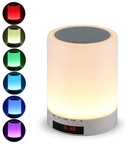Bluetooth Speaker with Lights Tranesca Portable Wireless Night Light Bluetooth Speaker with 7 Color LED and Smart Touch Control,handsfree/Phone/MicroSD/TF Card Supported 
