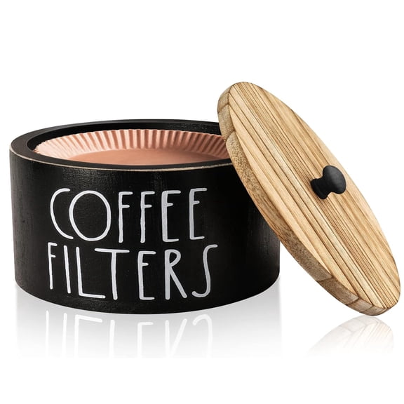 Coffee Filter Holder Wooden Coffee Filter Storage Container with Lid Multipurpose Coffee Filter Dispenser Sturdy Coffee Pod Organizer Coffee Filter Basket for Bar Counter Coffee Bar Decor