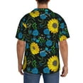thumbnail image 3 of Gukieu Sunflowers And Blue Flower Print Men's Short-sleeved Shirts, Button-down Pocket Shirts, T-shirts, Beach Vacation Travel Summer Clothing-Medium, 3 of 5
