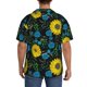thumbnail image 3 of Balery Sunflowers And Blue Flower Camisa Casual de Manga Corta con Botones para Hombre, Texturizada, Estilo Cubano, para Playa, Verano-Large, 3 of 5