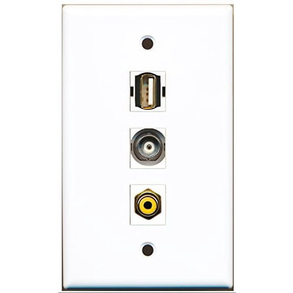 RiteAV - 1 Port RCA Yellow and 1 Port USB A-A and 1 Port BNC Wall Plate