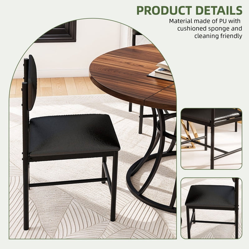 Uforic Dining Chairs Set of 4, Modern Upholstered Dining Room Chairs, Kitchen Chairs with Metal Legs, Dining Side Chairs for Home Kitchen Living Room, Black