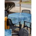 thumbnail image 5 of Outdoor Tablecloth with Umbrella Hole for Patio/Picnic/Party/Camping, Teal Blue Ombre Waterproof Table Cloth Square Cover Washable, Modern Abstract Art Turquoise Gradient (60"x 60"), 5 of 9