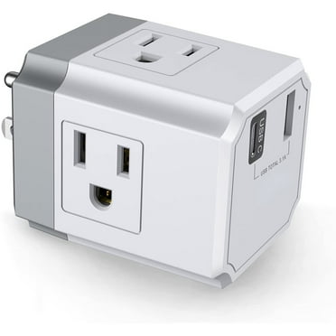 SZDUDU Multiple Plug Outlet Extender with 4 Plug Extender and 2 USB Wall Charger, USB Fast Charger Outlet for Cruise Ship, Travel, Home, Office