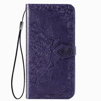 Allytech Samsung Galaxy S20 FE 5G Wallet Phone Case, Mandala Embossing PU Leather Flip Phone Case ID Card Slots and Stand Magnetic Closure Shockproof Cover for Samsung Galaxy S20 FE, Purple