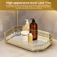 thumbnail image 2 of Golden Patterned Vintage Glass Tray Rectangular Cosmetics Storage Plate With Handle Table Desktop Suitable For Decoration Gifts Small Size, 2 of 16