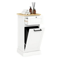 Costway Laundry Cabinet Freestanding Tilt Out Laundry Hamper with Basket Drawer Organizer
