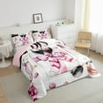 thumbnail image 3 of Erosebridal Romantic Pink Rose Bedding King Comforter Set, High Heels Bedding Sets King with Comforter, Fashion Perfume Reversible Down Comforter, Lightweight Bedroom Decor, 3pcs, 3 of 8