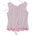 thumbnail image 4 of Kilaqueen Women's Renaissance Vintage Corset Bustier Chic Wave Hem Lace Up Tie Front Overbust Bodice Bodyshaper Tops Halloween Costumes, 4 of 5