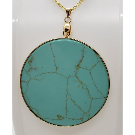 Natural Round Turquoise Gold Necklace