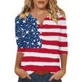 thumbnail image 4 of HEILAU Independence Day Shirts for Women American Flag Graphic T Tops Summer Printed Top 3/4 Sleeves Blouse Short Sleeve T Shirt V Neck Patriotic Tops, 4 of 7