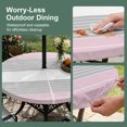 thumbnail image 5 of Round Outdoor Tablecloth with Umbrella Hole and Zipper, Pink Striped Tablecloth with Elastic Waterproof, Multicolor Grey White Horizontal Stripes Patio Table Covers for 36" - 44" Picnic Pool Tables, 5 of 9