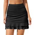 thumbnail image 1 of Swim Skirt Women High Waisted Ruffle Ruched Swimsuit Skirt Bathing Suit Bottom with Built-in Brief, 1 of 7