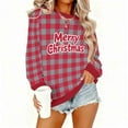 thumbnail image 6 of Yteetum Christmas Crewneck Sweartshirts for Women Oversize Merry Christmas Plaid Raglan Letter Print Fleece-Lined Pullover Hoodless Sweatshirts Top Womens Round Neck Sports Xmas Holiday Sweatshirts, 6 of 9