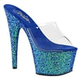 thumbnail image 2 of 7" Heel, 2 3/4" PF Slide W/Holo Glitter Bottom - Clr/Blue Holo Glitter, 11, 2 of 5