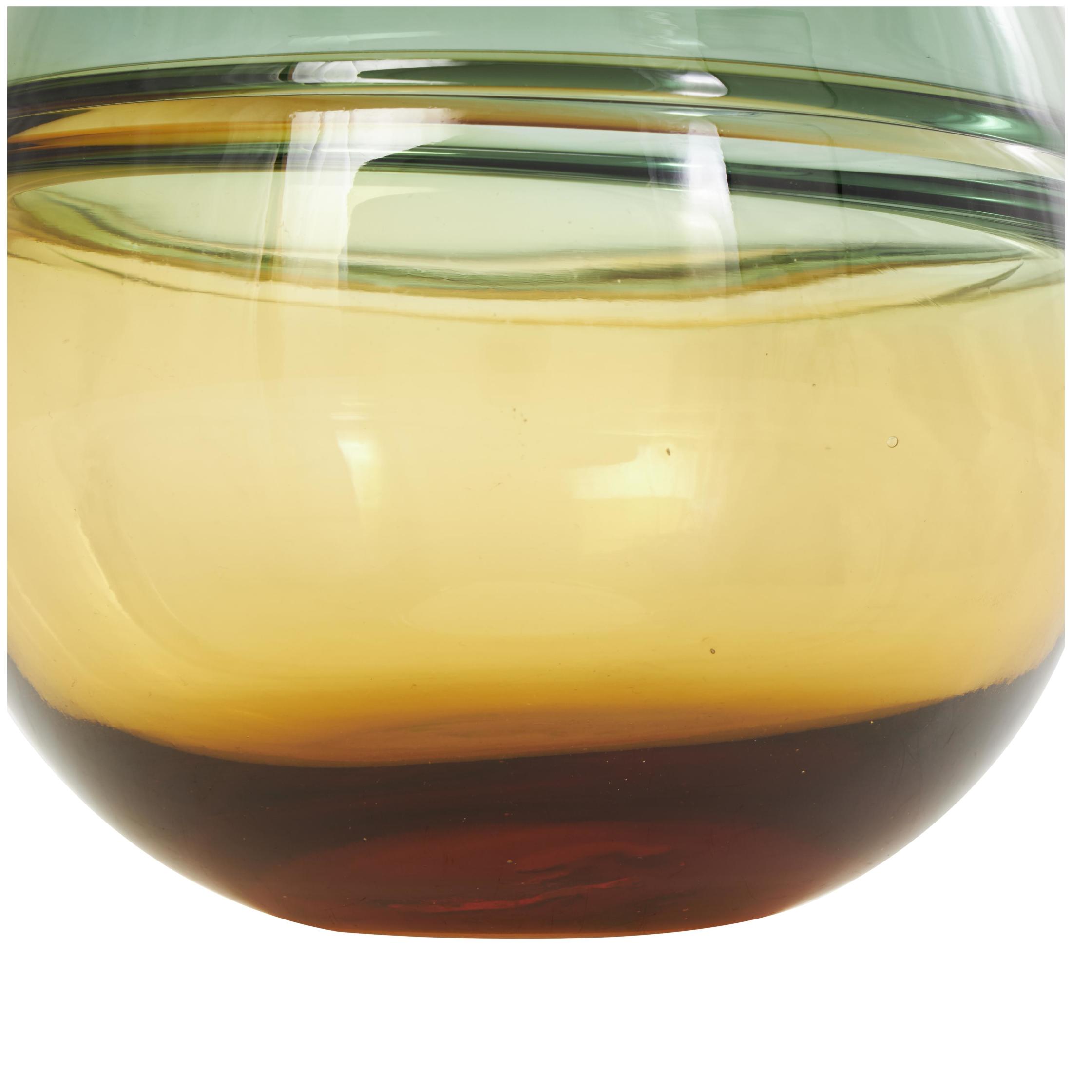 DecMode 9" Handmade Ombre Green Glass Vase with Yellow Base