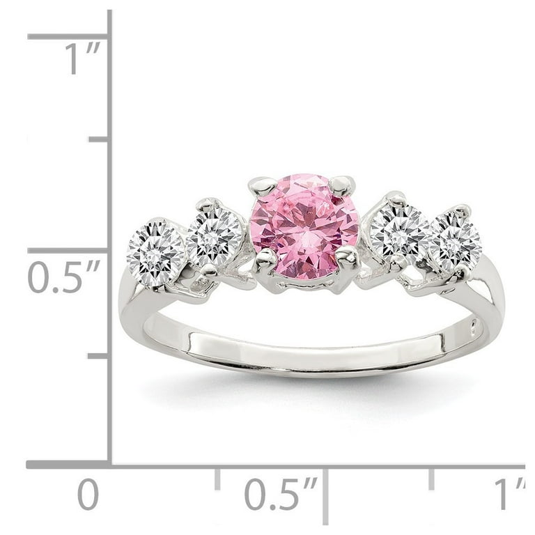 Sterling Silver Pink CZ 5 Stone Ring Sterling Silver Pink CZ 5 Stone Ring