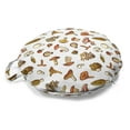 thumbnail image 1 of Forest Round Floor Cushion with Handle, Champignons Wild Mushrooms Botanical Autumn Vegetarian Healthy Delicious, Pillow for Living Room & Dorms, 18" Round, Cinnamon Beige and Tan, by Ambesonne, 1 of 4