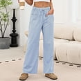 thumbnail image 7 of Plaid Pajamas Pants Women Cute Gingham Pants Trendy Cozy Checkered Pjs Casual Drawstring Elastic Pajama Bottoms Trousers Sky Blue L, 7 of 7