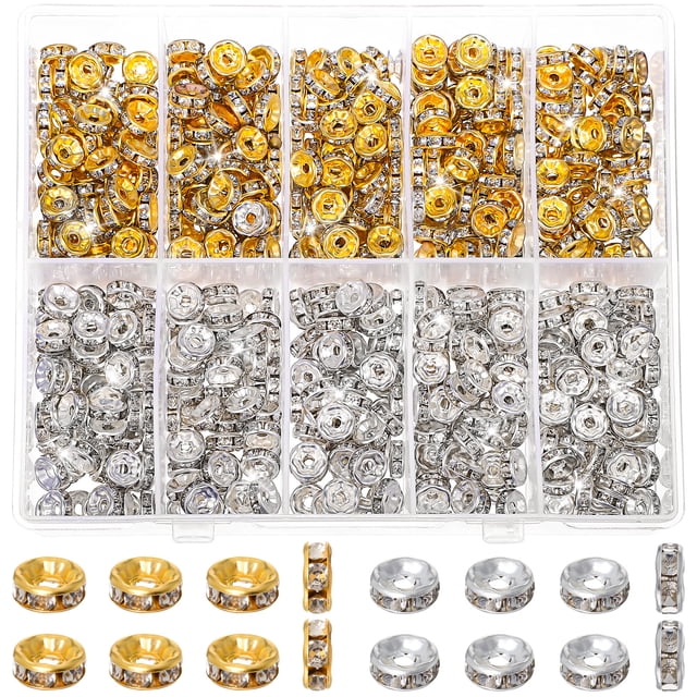 MasteelfCA 600pcs Spacer Beads Jewelry Making Beads Bracelet Spacer Beads Rhinestone Beads Craft Accessories